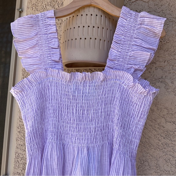 NWT Hill House The Ellie Nap Dress Lilac Stripe Linen Smocked A-Line Large XXL - Picture 6 of 14